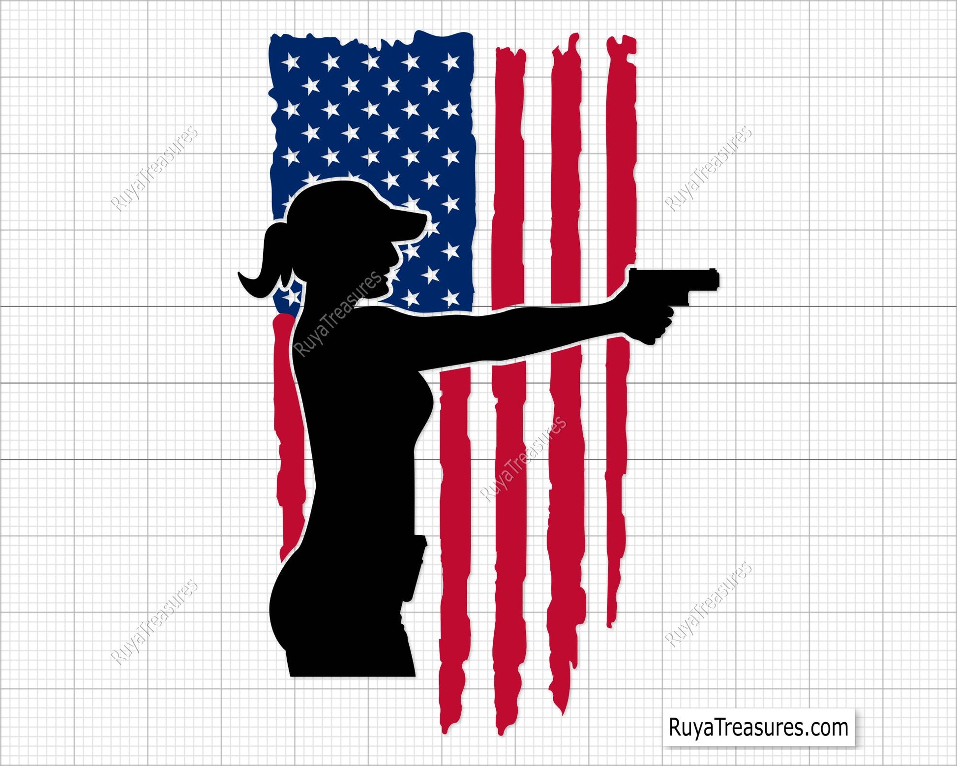 Girl Gun Flag Svg