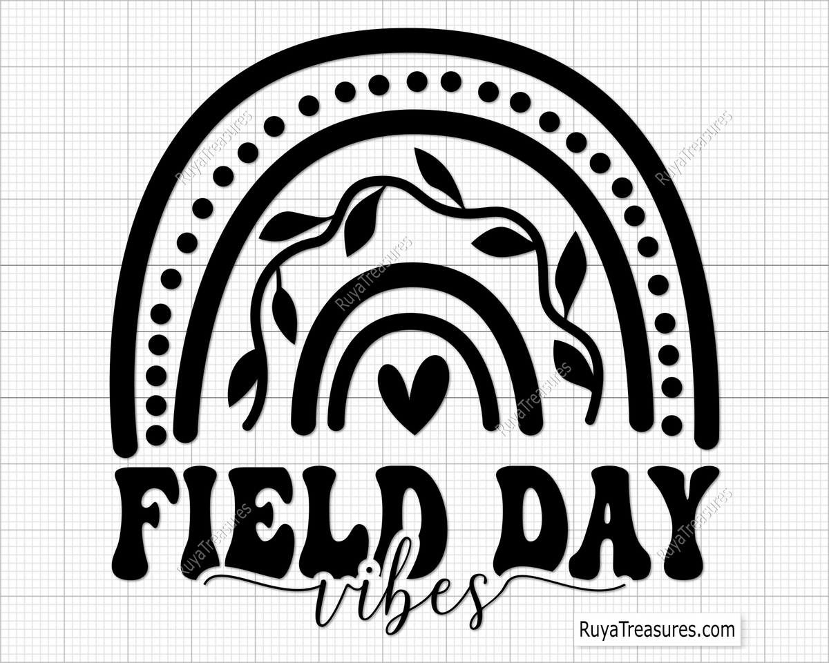A black and white design for a 'Field Day Vibes' themed graphic, suitable for various crafting purposes such as sublimation printing.