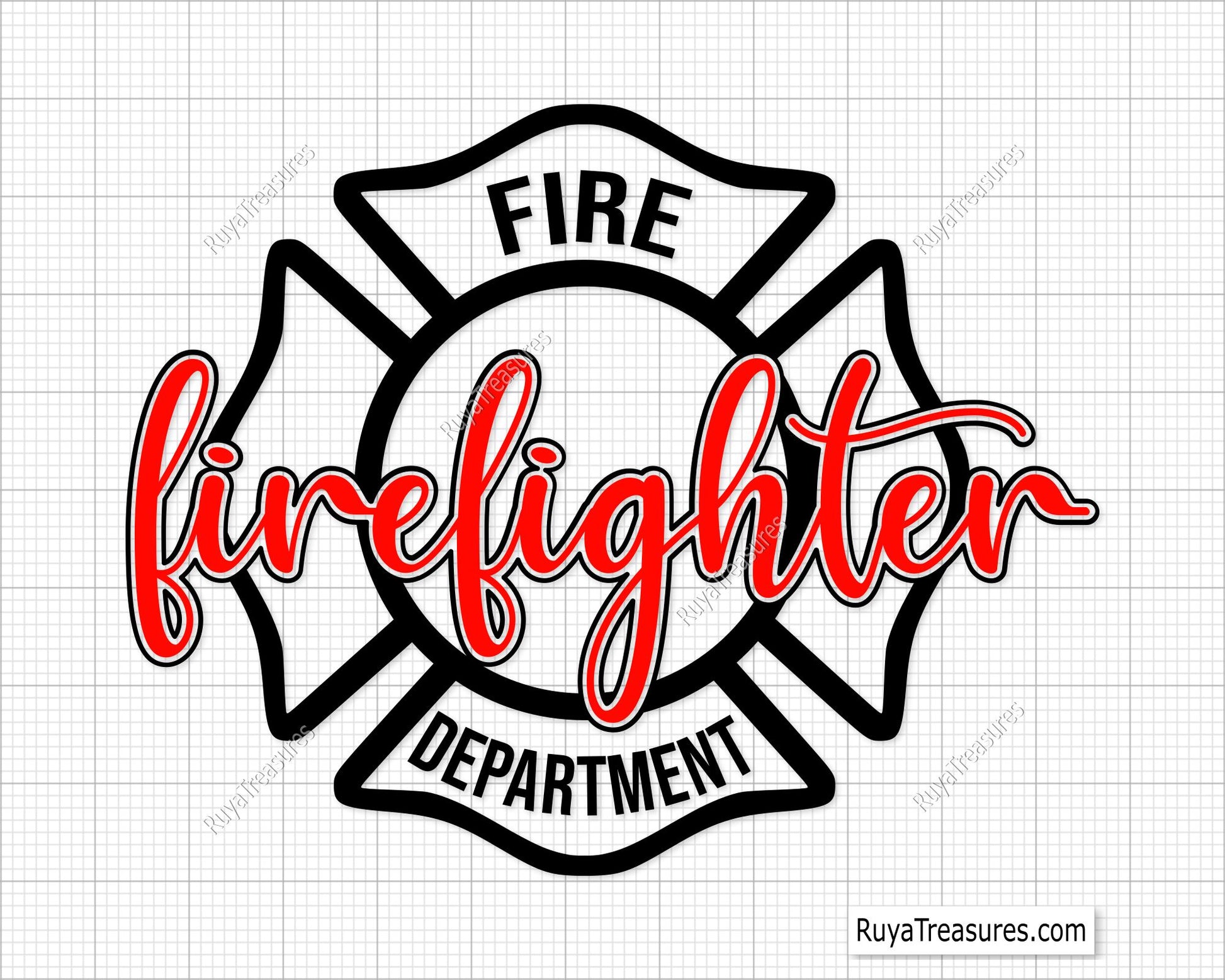 Free Fire Department Firefighter Svg Png, Maltese Cross Firefighter Badge Design