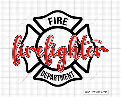 Free Fire Department Firefighter Svg Png, Maltese Cross Firefighter Badge Design