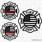 thin red line fire dept svg firefighter maltese cross usa flag design for shirts decals and tribute projects
