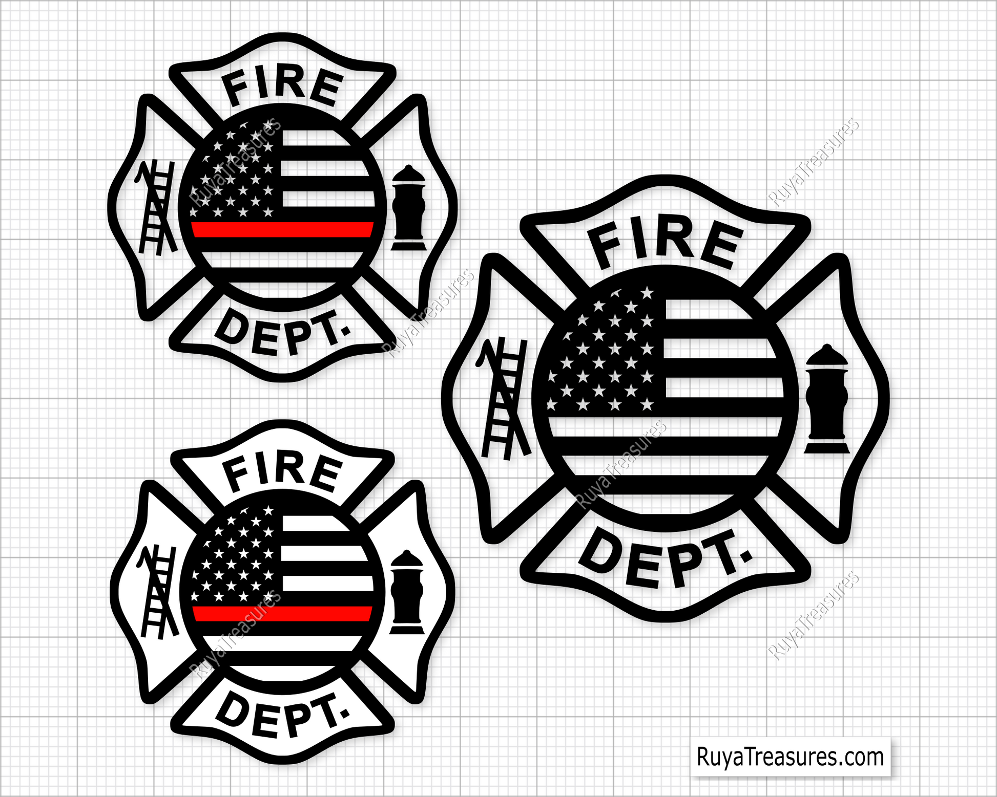 thin red line fire dept svg firefighter maltese cross usa flag design for shirts decals and tribute projects
