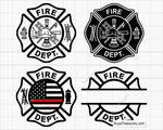 fire dept badge svg thin red line firefighter maltese cross with template layout for shirts decals and custom designs