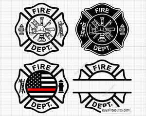 fire dept badge svg thin red line firefighter maltese cross with template layout for shirts decals and custom designs