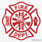 fire dept badge svg firefighter maltese cross design with tools for shirts decals engraving and custom projects