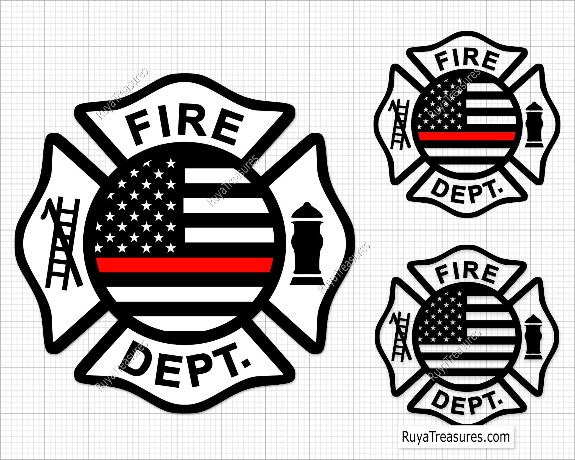 fire dept badge svg thin red line firefighter maltese cross with template layout for shirts decals and custom designs