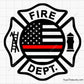 fire dept badge svg thin red line firefighter maltese cross design for shirts decals and support graphics