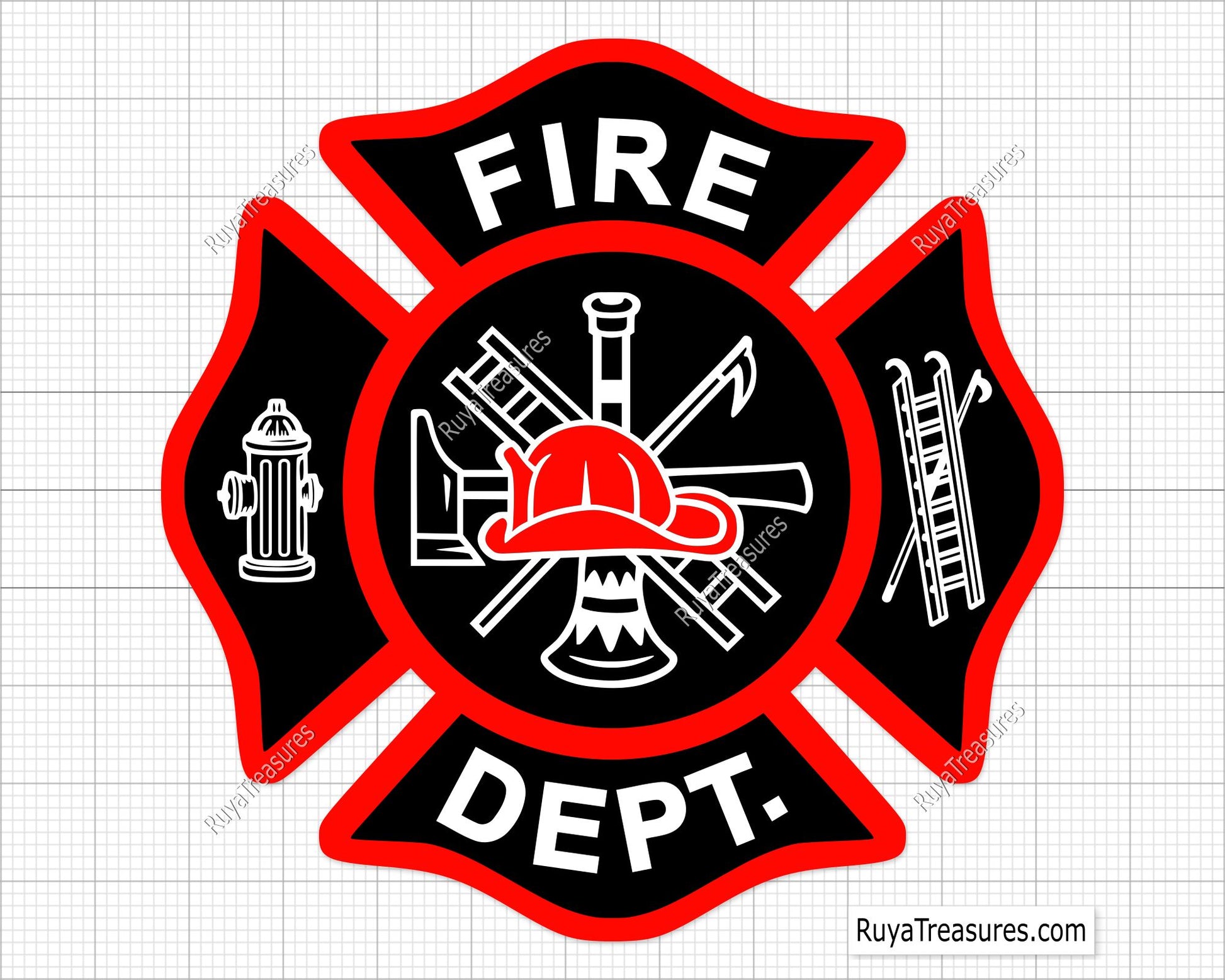 fire dept badge svg bundle with firefighter family designs wife spouse mother daughter maltese cross for shirts decals gifts