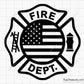 thin red line fire dept svg firefighter maltese cross usa flag design for shirts decals and tribute projects