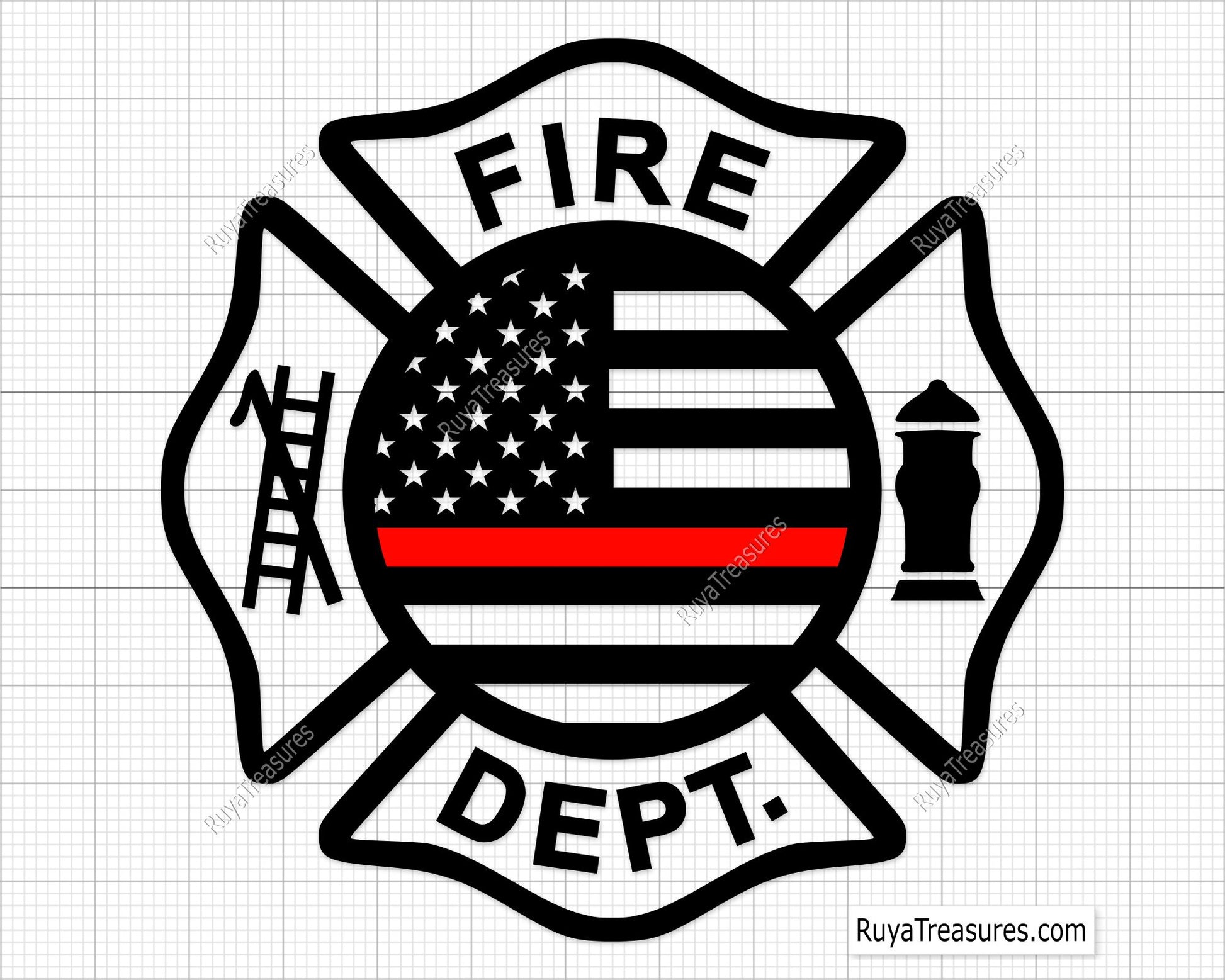 fire dept badge svg thin red line firefighter maltese cross with template layout for shirts decals and custom designs
