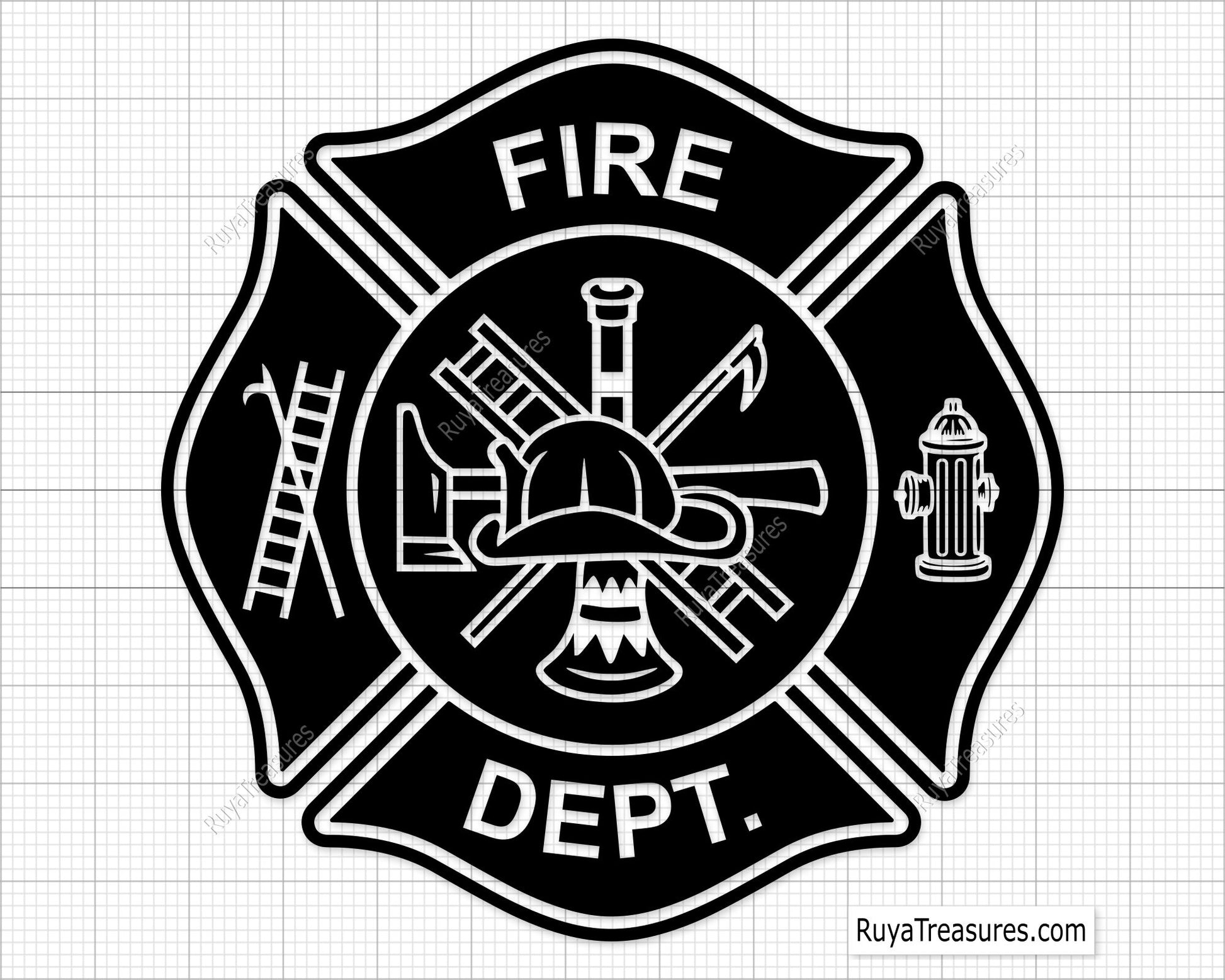 fire dept badge svg thin red line firefighter maltese cross with template layout for shirts decals and custom designs