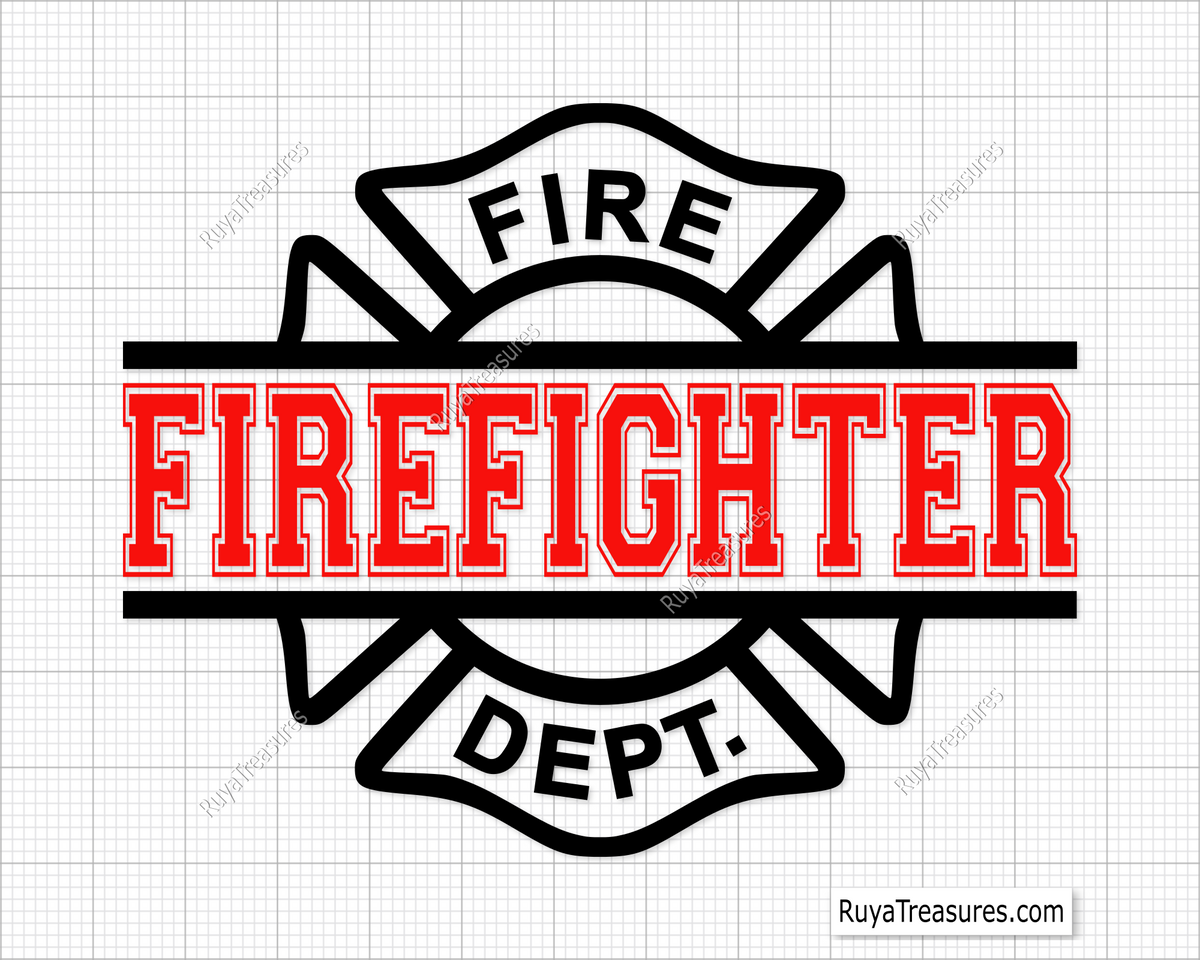 Free Fire Dept Firefighter Svg Png, Maltese Cross Badge Firefighter Design