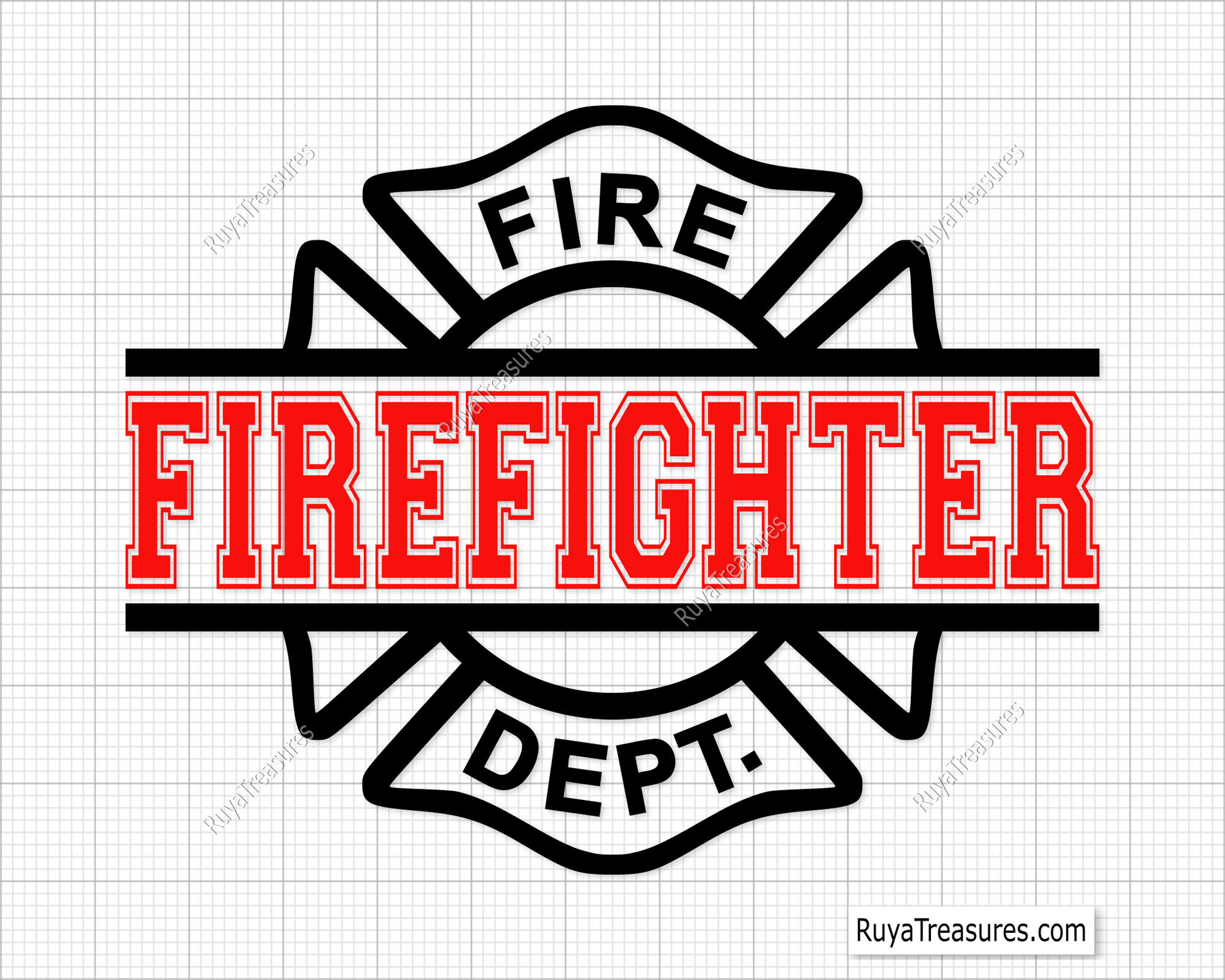 Free Fire Dept Firefighter Svg Png, Maltese Cross Badge Firefighter Design