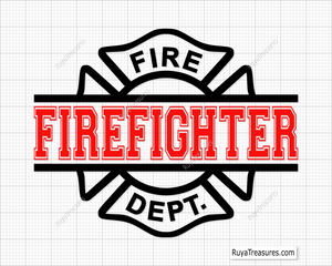 Free Fire Dept Firefighter Svg Png, Maltese Cross Badge Firefighter Design