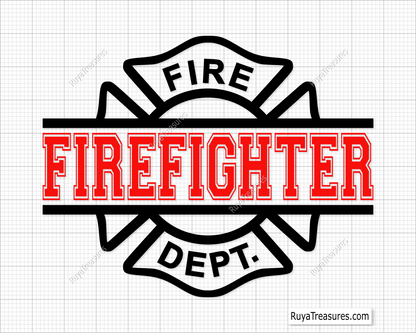 Free Fire Dept Firefighter Svg Png, Maltese Cross Badge Firefighter Design