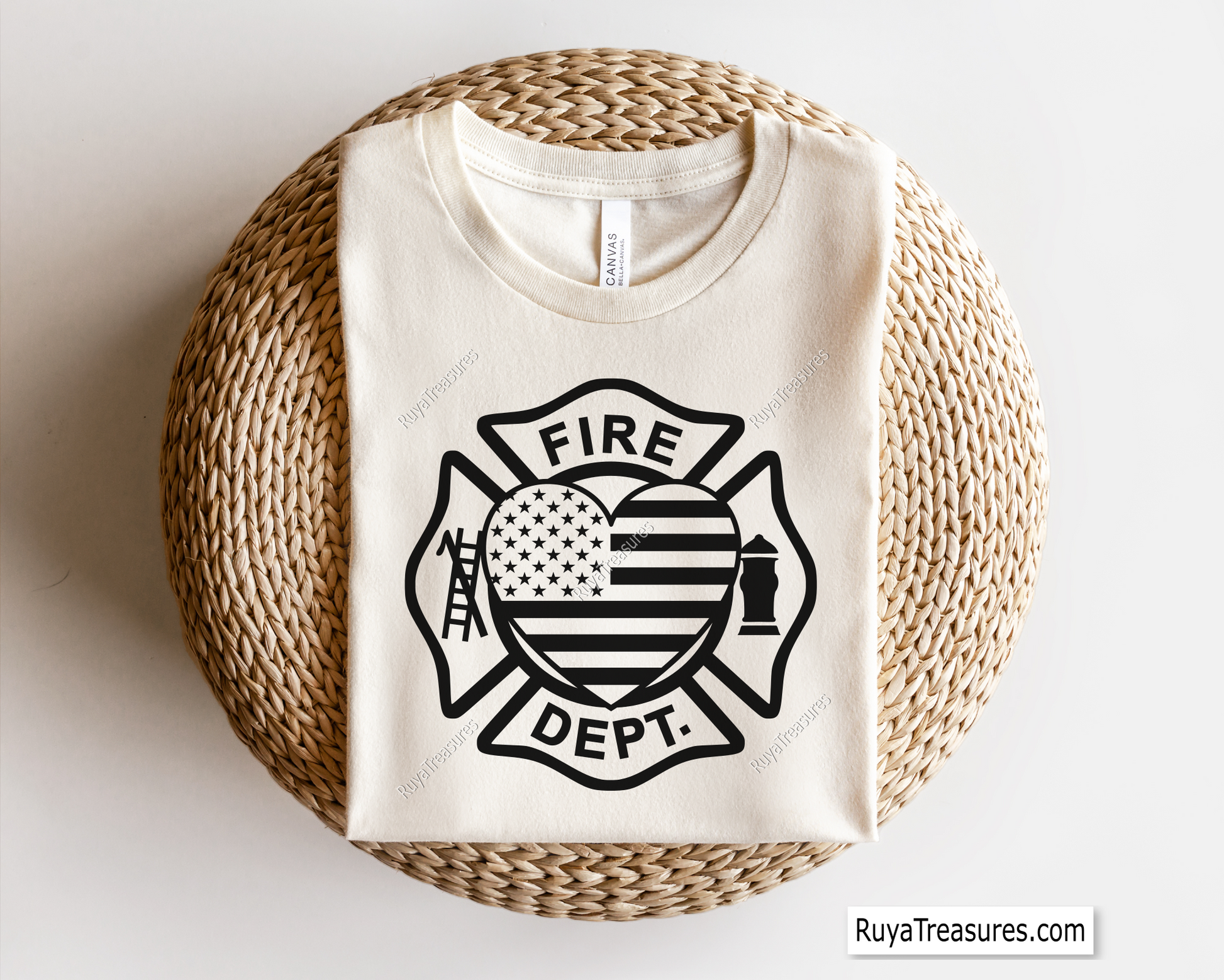Free Fire Dept Heart Flag Svg Png, Firefighter USA Flag Heart Badge Design
