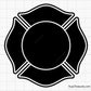 fire dept badge svg white version firefighter maltese cross design for dark shirts decals engraving and custom projects