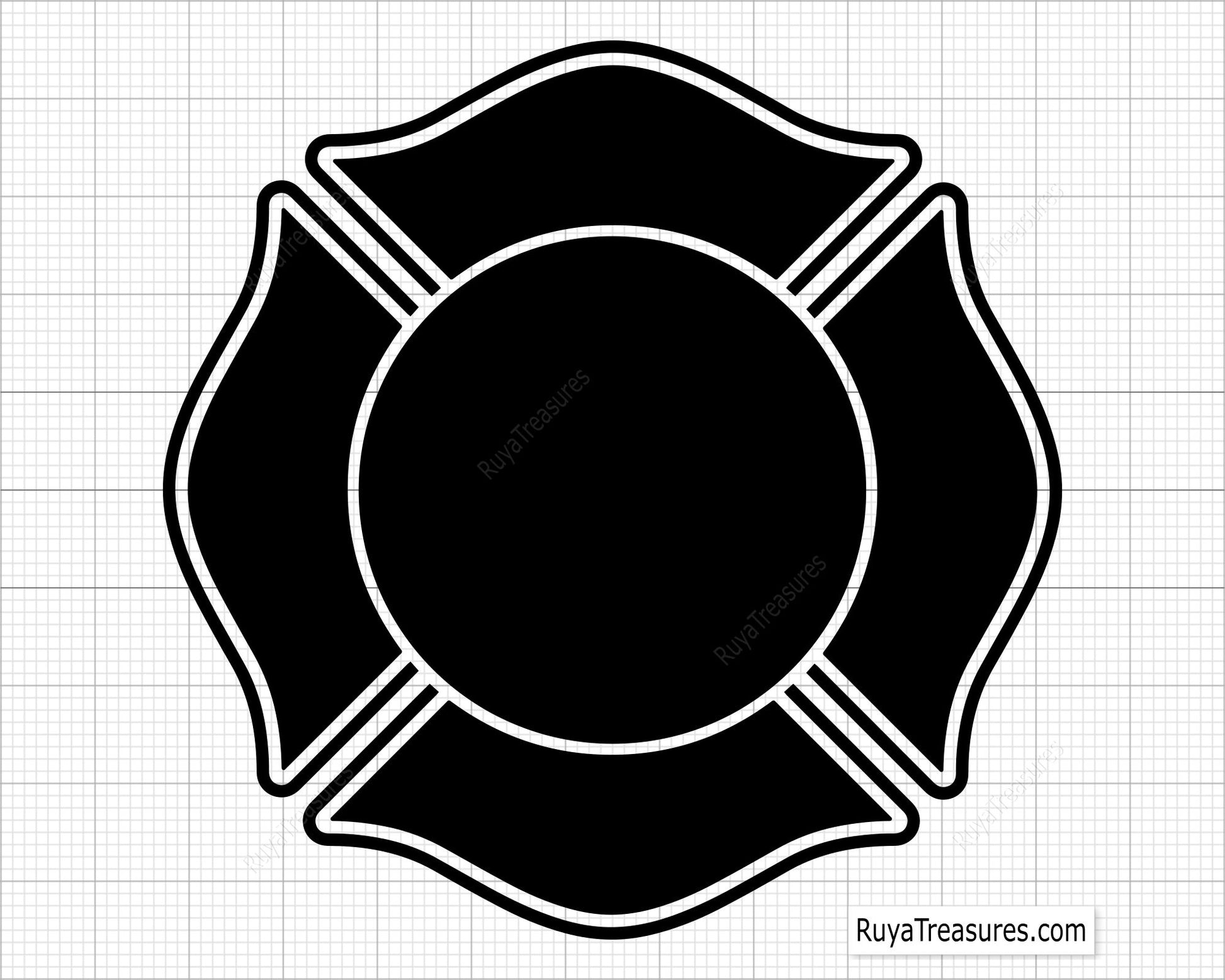 fire dept badge svg white version firefighter maltese cross design for dark shirts decals engraving and custom projects