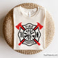 fire dept maltese cross emblem with firefighter axes symbol design for shirts decals and gifts