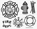 fire dept svg bundle with firefighter maltese cross template tools design for shirts decals and engraving