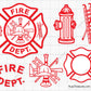 fire dept outline svg firefighter maltese cross line design with tools for cutting engraving shirts decals