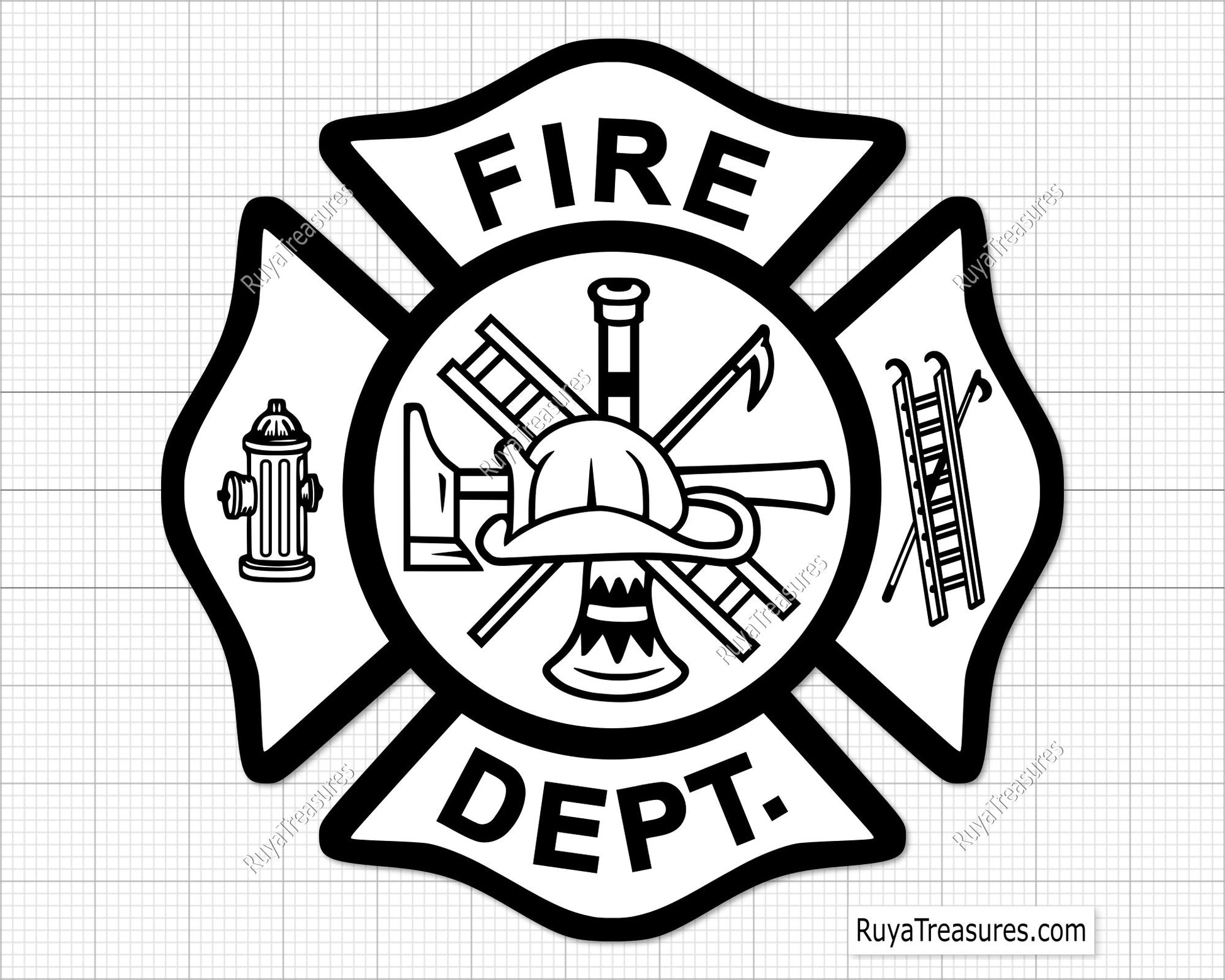 fire dept svg bundle with firefighter maltese cross template tools design for shirts decals and engraving