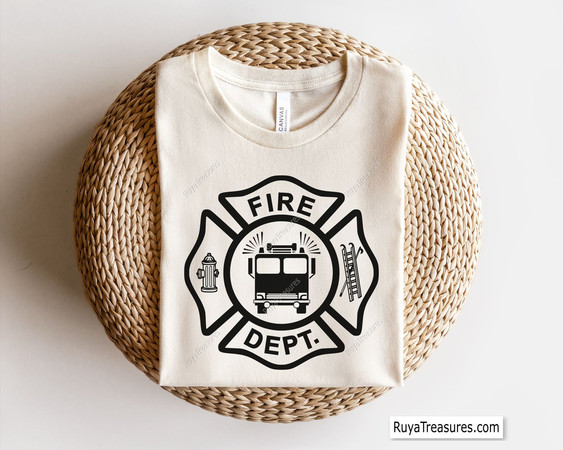 Free Fire Dept Truck Svg Png, Firefighter Maltese Cross With Fire Truck Design