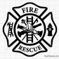 fire rescue maltese cross badge svg firefighter design with tools for shirts decals engraving and custom projects