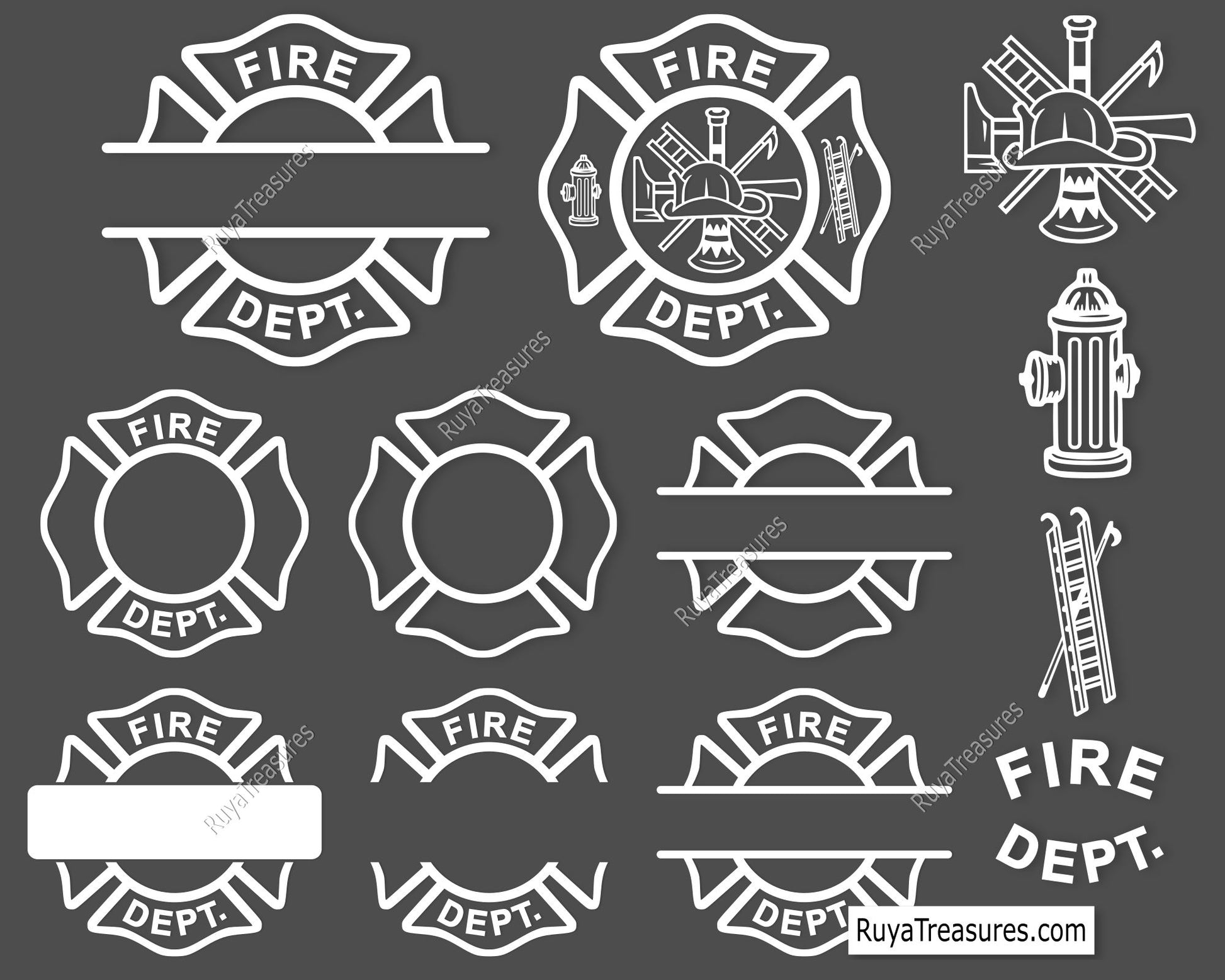 white fire dept badge template svg firefighter maltese cross for dark shirts decals engraving and custom designs