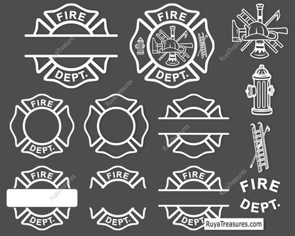 white fire dept badge template svg firefighter maltese cross for dark shirts decals engraving and custom designs