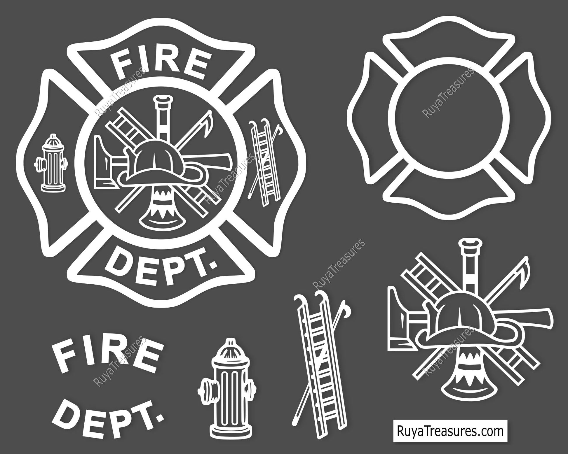 white fire dept badge template svg firefighter maltese cross for dark shirts decals engraving and custom designs