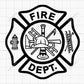 fire dept badge svg with firefighter maltese cross layout for custom designs shirts decals and engraving