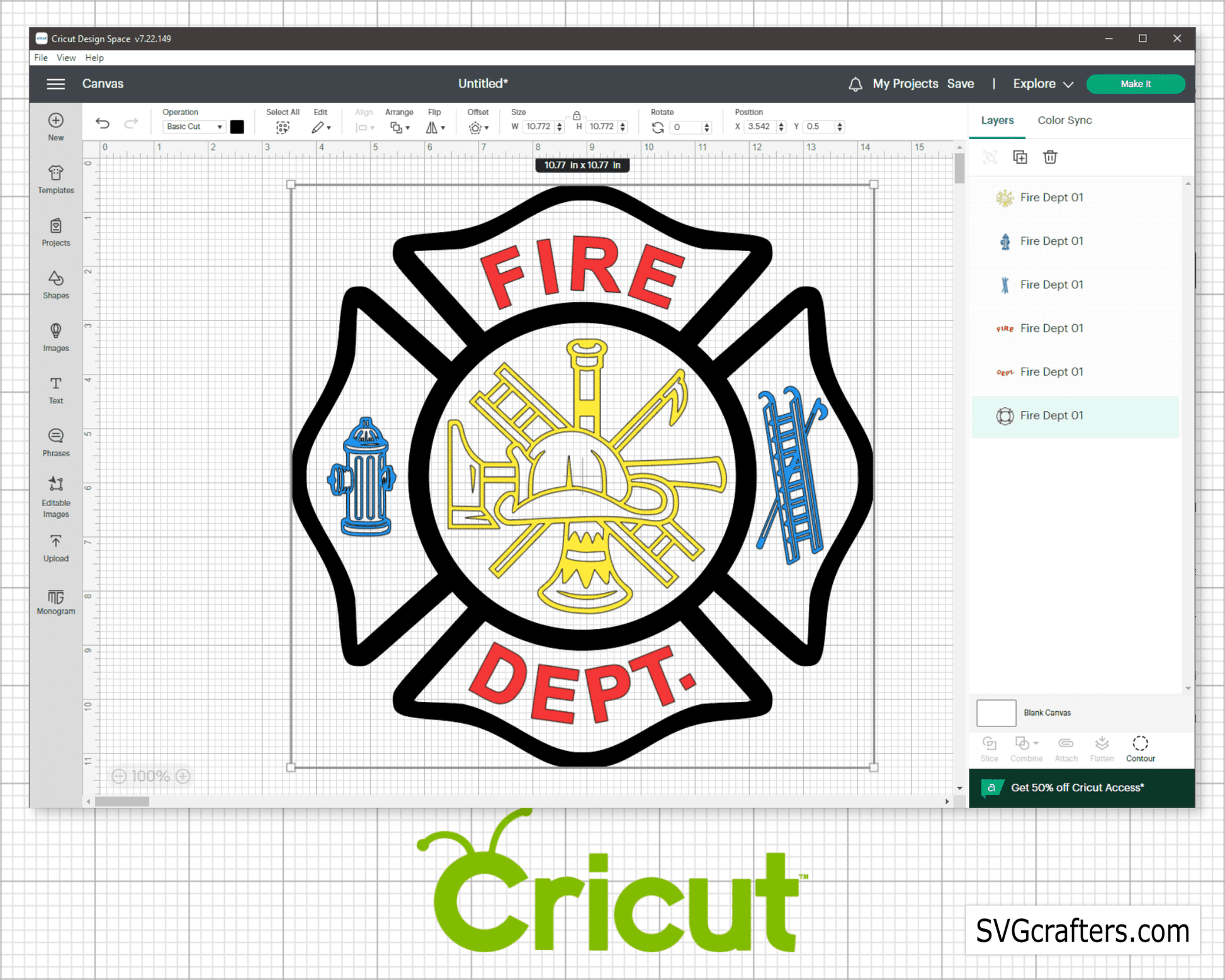 fire dept badge svg with firefighter maltese cross layout for custom designs shirts decals and engraving