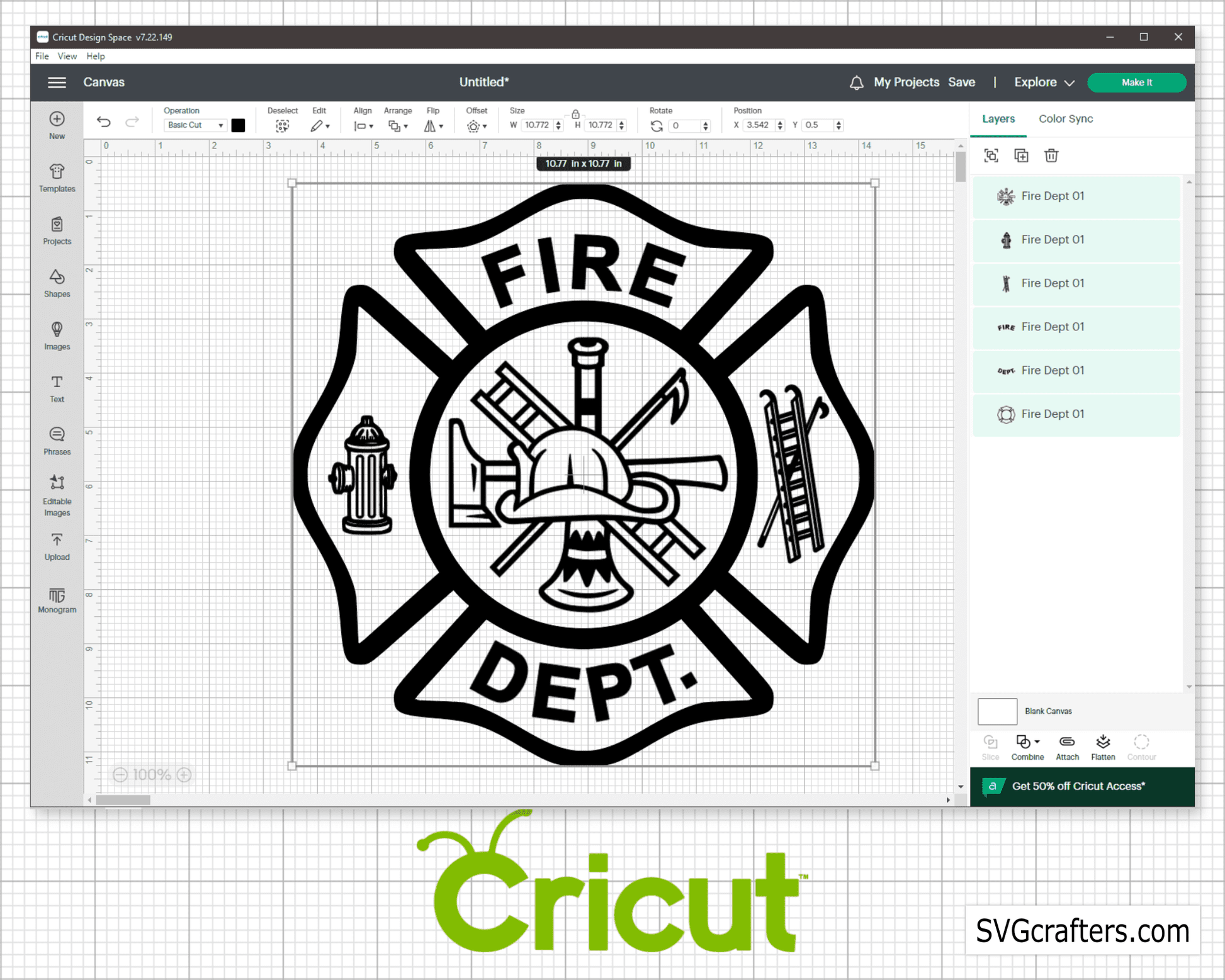 fire dept badge svg with firefighter maltese cross layout for custom designs shirts decals and engraving
