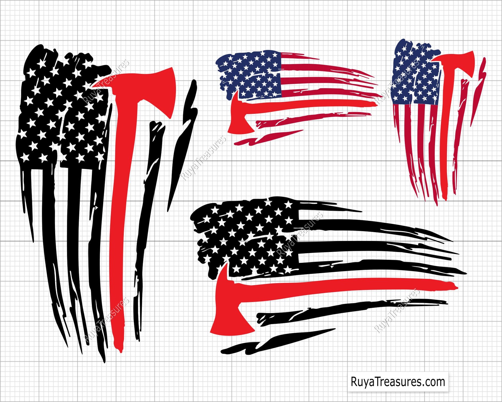 firefighter axe usa flag with thin red line design for shirts decals and gifts