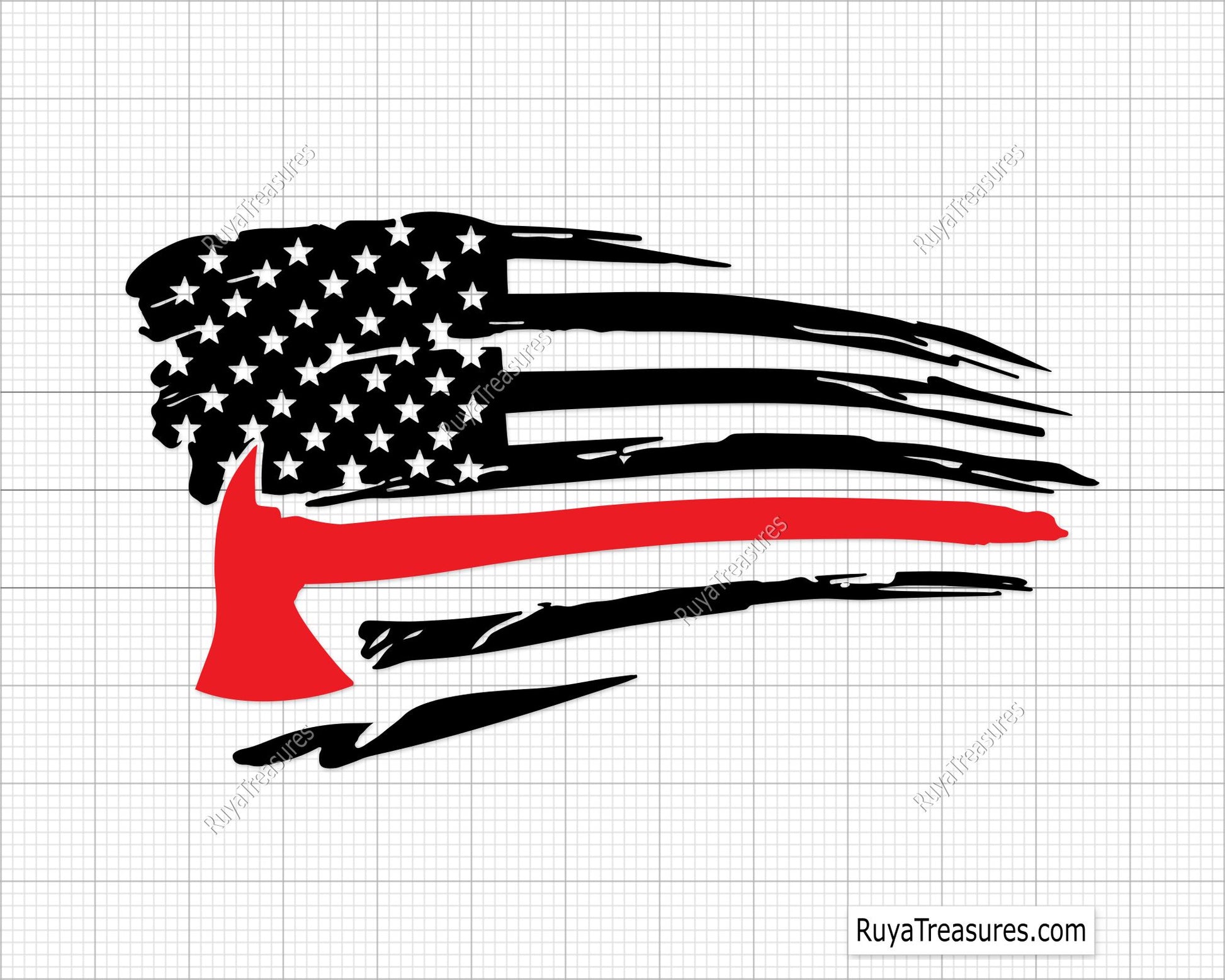 firefighter axe usa flag with thin red line design for shirts decals and gifts
