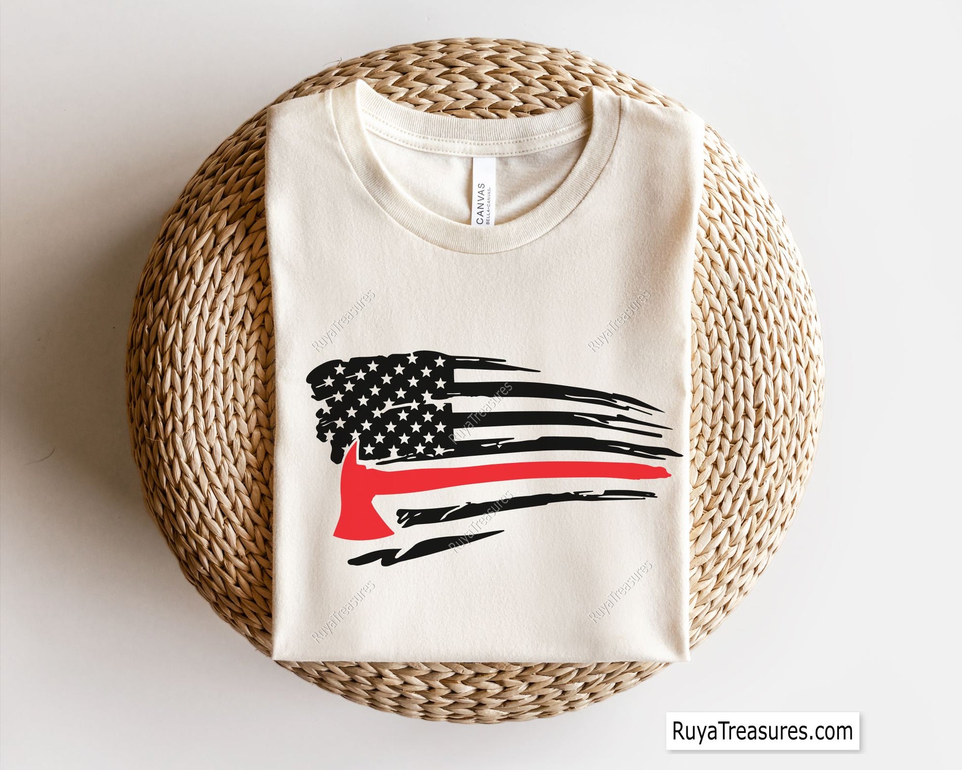 firefighter axe usa flag with thin red line design for shirts decals and gifts