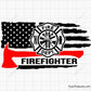 firefighter Fire Dept usa flag with axe and fire dept emblem design for shirts decals and gifts