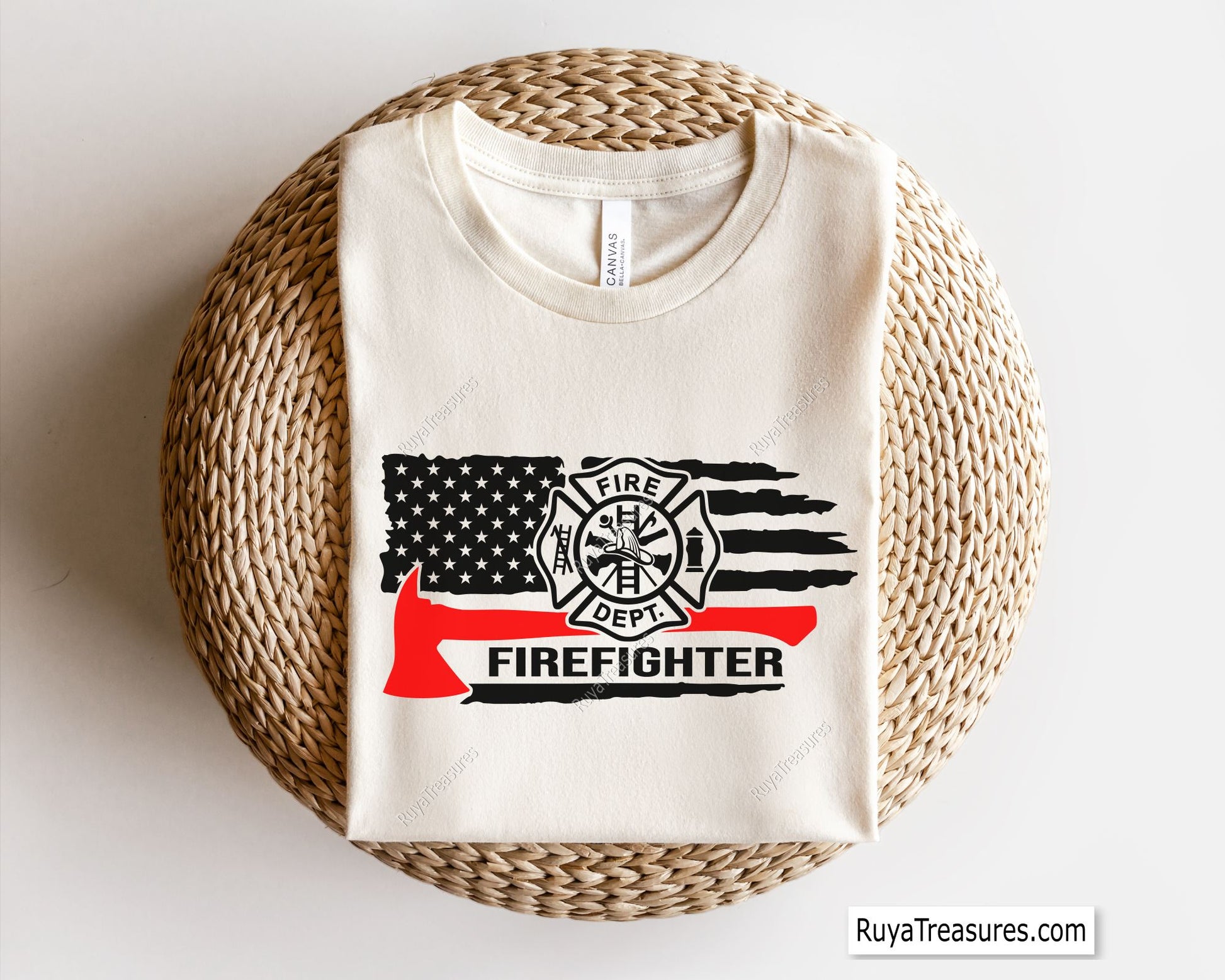 firefighter axe usa flag with fire dept badge design for shirts decals and