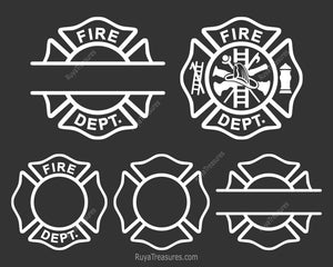 white firefighter badge template svg with maltese cross blank and detailed designs for dark shirts decals engraving and custom use