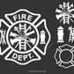 white firefighter badge template svg with maltese cross blank and detailed designs for dark shirts decals engraving and custom use