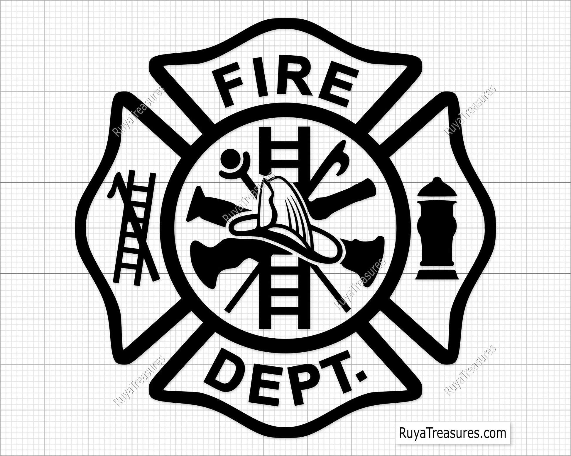 firefighter badge template svg set with maltese cross blank and filled designs for custom shirts decals engraving and personalization