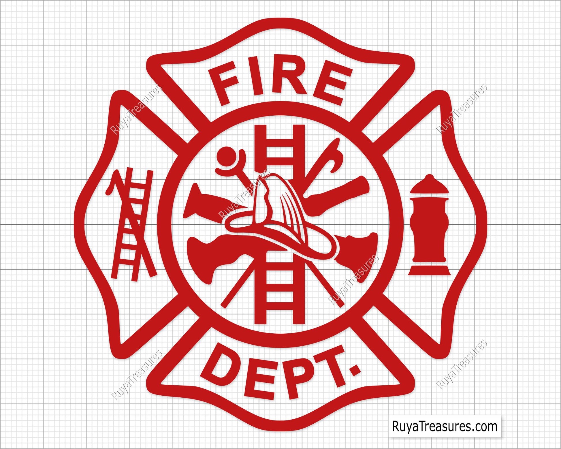 red firefighter badge template svg with maltese cross blank and detailed designs for shirts decals engraving and custom fire dept use