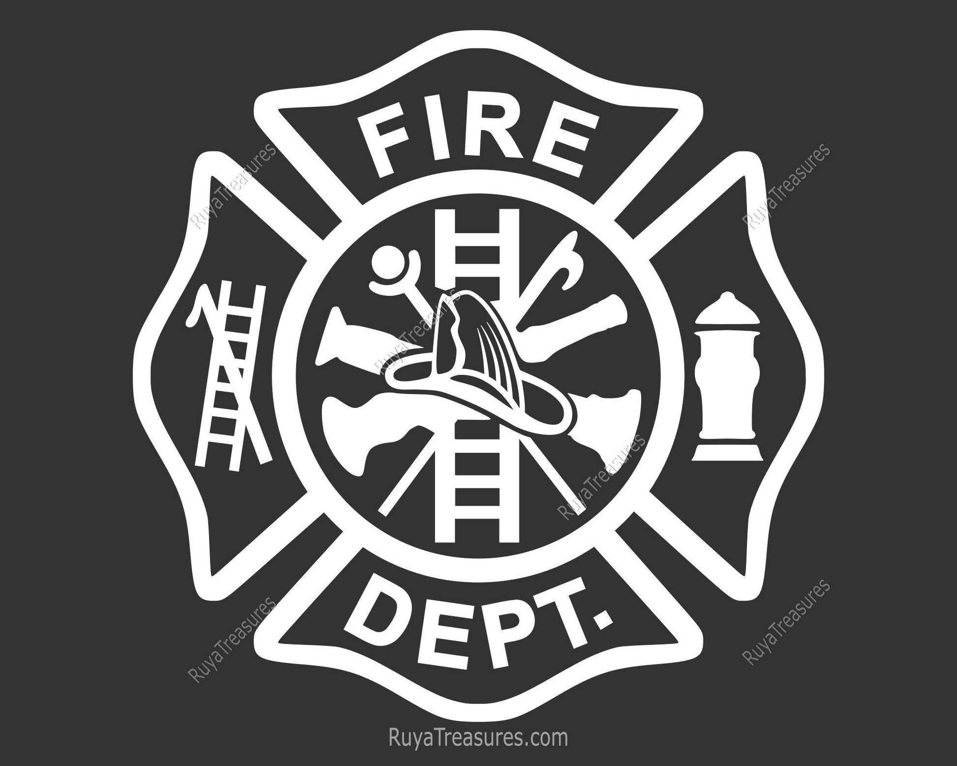 white firefighter badge template svg with maltese cross blank and detailed designs for dark shirts decals engraving and custom use