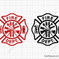 firefighter badge template svg set with maltese cross blank and filled designs for custom shirts decals engraving and personalization
