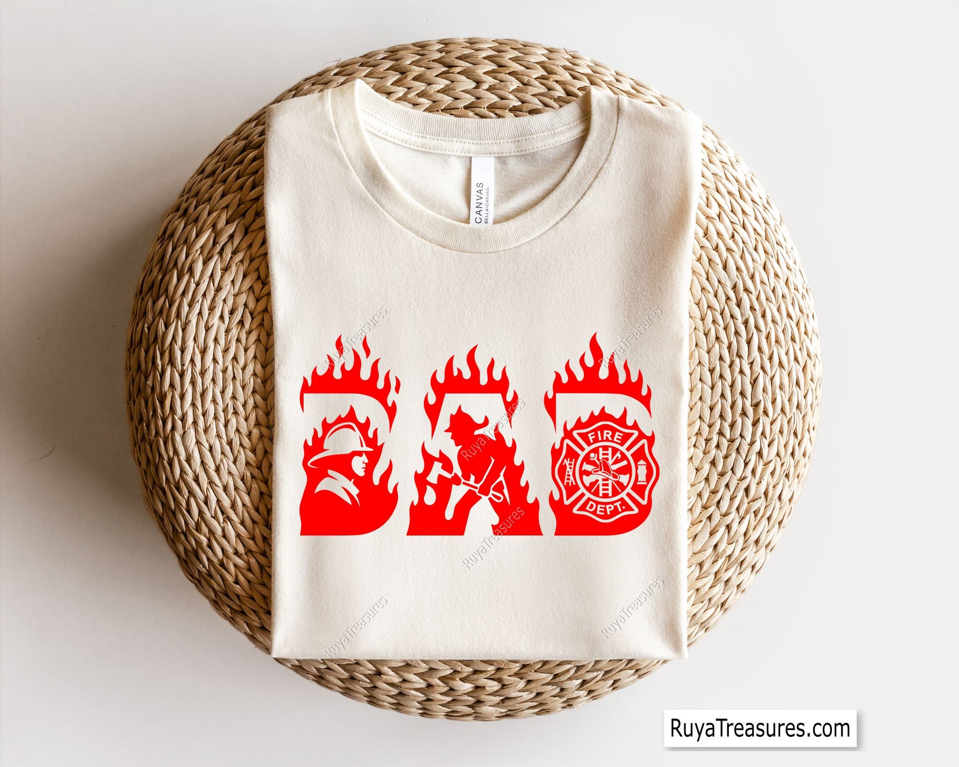firefighter dad flame letters with fireman silhouette and fire department badge design for shirts gifts and decals