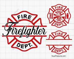 firefighter fire dept badge svg maltese cross design with firefighter tools for shirts decals and engraving