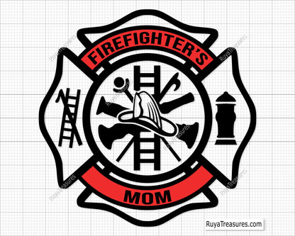Free Firefighter Mom Maltese Cross Svg
