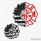 firefighter sunflower badge design with fire dept symbol for shirts decals and gifts