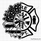 firefighter sunflower badge design with fire dept symbol for shirts decals and gifts